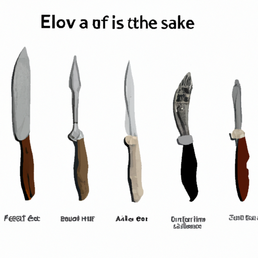 איור היסטורי המראה את האבולוציה של סכינים מכלים פרימיטיביים לעיצובים מודרניים.